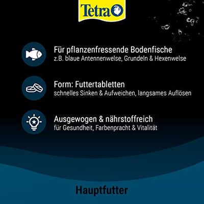 Tetra Pleco Tablets – Nährstoffreiches Fischfutter für alle pflanzenfressenden Bodenfische (z.B. Welse), 275 Tabletten