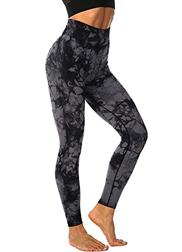 RIOJOY Scrunch Butt Leggings Damen High Waist Seamless Push Up Booty Leggins Hose für Sport Yoga Fitness Gym Workout, Grau L