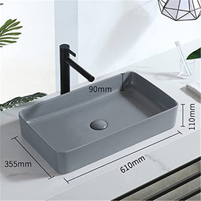 MJWDP Matte Aufsatzwaschbecken Nordic Handwaschbecken Square Thin Edge Ceramic Art Basin Shampoo Waschbecken Waschbecken