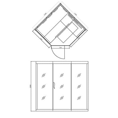 Elbe® Infrarotkabine für 3 Personen aus Hemlockholz, 8 Vollspektrumstrahler, 1 Carbonstrahler, Saunakabine mit Farblichtherapie, Ionisator und Audio System, Innensauna für Indoor-Wellness