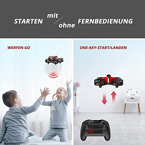 Holy Stone HS450 Mini Drohne für Kinder mit 3 Akkus lange Flugzeit, RC Quadrocopter mit Gestensteuerung, Höhenhaltemodus, One Key Start, 360° Rollen, Kopflos Modus Mini Drone für Anfänger Mädchen Rot