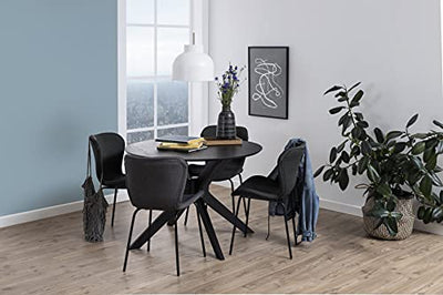 AC Design Furniture Dion runder Esstisch für 4 Personen schwarz, Küchentisch aus Holz, Esstisch für kleine Küche, Esszimmermöbel, Ø: 105 x H: 75 cm, 1 Stk.