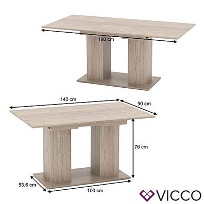 Vicco Esstisch DIX 90 x 140cm - 180 cm Esszimmertisch ausziehbar Küche Tisch (Sonoma Eiche)