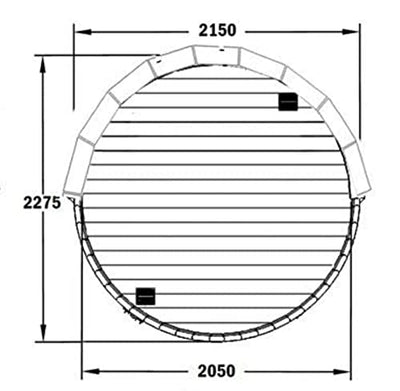 FinnTherm Fasssauna Saunafass Außensauna Carrie 2 Sitzbänke aus Holz Wandstärke 42 mm