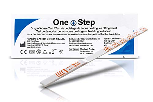 5 x One+Step THC Urintest, Drogentest Cannabis Marijuana Haschisch, Urin Teststreifen für den Schnelltest, hohe Sensitivität Cut-off: 20 ng/ml (5)