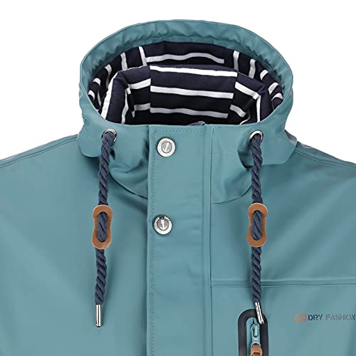 Dry Fashion Herren PU-Parka Lübeck - Regenjacke Herren Wasserdicht Winddicht Reißverschluss Outdoor Jacke Männer in Petrol Größe 4XL