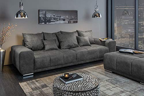 riess-ambiente.de Extravagantes XXL Sofa ELEGANCIA 280cm grau inkl. Kissen Bigsofa Große Polstercouch Wohnlandschaft