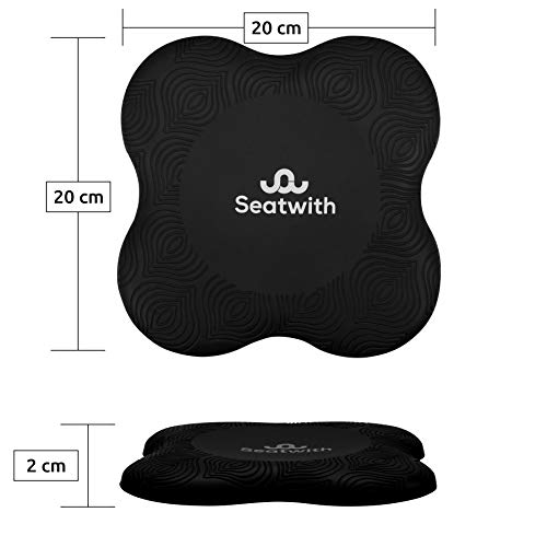 Yoga-Knie-Pad 2er Pack Kniekissen mit Transportbeutel+Trainingsanleitung PDF Maximale Entlastung und Unterstützung der Knie Handgelenke und Ellbogen Knieschoner 20 x 20 cm Fitness Pilates SCHWARZ