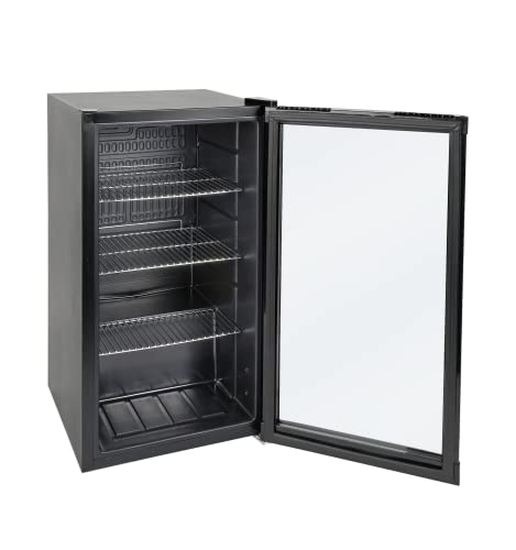 METRO Professional Getränkekühlschrank GPC1088 (88 Liter), kleiner Kühlschrank mit Glastüre, wechselbarer Türanschlag, für Gastronomie, Party, mit LED Beleuchtung, schwarz