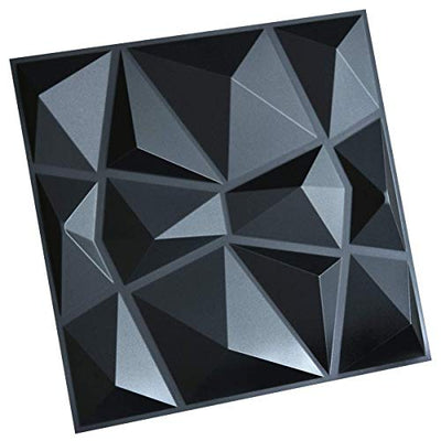 Art3d 3D-Verkleidung Strukturierte 3D Wandpaneele Wandgestaltung, Schwarzer Diamant, 50 * 50 cm (12er Pack)