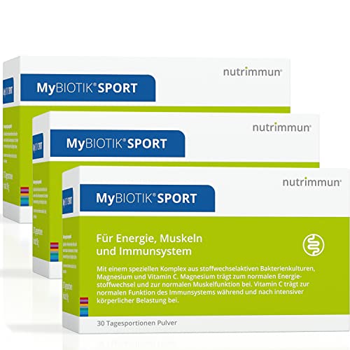 nutrimmun MyBIOTIK SPORT (90 x 3 g) Pulver – Nahrungsergänzungsmittel mit aktivem Mikrobiota Komplex, Magnesium und Vitamin C – für Energie, Muskeln und Immunsystem