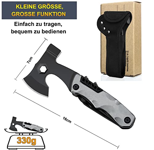 ORSIFOW Camping Tools, Multifunktionswerkzeug Edelstahl Camping Hammer mit Axt, Messer, Sah, Inbusschlüssel, Dosenöffner und Schraubendreher, Taschenwerkzeug für Camping,Wander, Auto Emergency