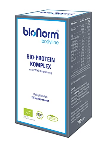 BIONORM bodyline veganes Protein Pulver - Eiweiß Pulver in Bio-Qualität aktiviert den Stoffwechsel & unterstützt den Muskelaufbau ohne Molke, Soja & Aromen, Mahlzeitersatz mit natürlichem Geschmack