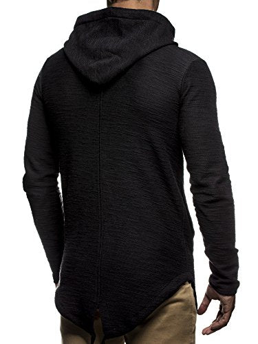 Leif Nelson Herren Sweatjacke mit Kapuze Slim Fit Baumwolle-Anteil Basic Männer Hoodie-Cardigan Langarm Jungen Schwarze Kapuzenjacke für Winter Sommer LN-6301- Schwarz XX-Large