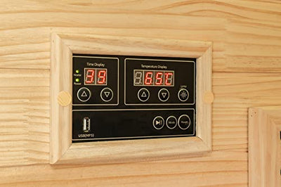 DHARANI® S2 Ganzkörper Sauna für 2 Personen (neues Modell 2022) – Hautpflege – Bedienfeld – USB (MP3) – Radio – Vorteile für das Immunsystem – Wärme mit Kohleöfen