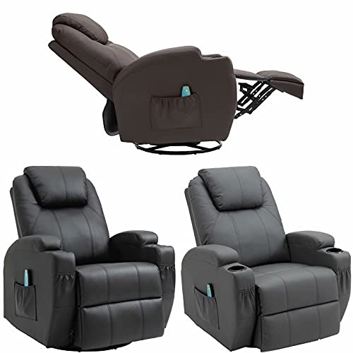 Fernsehsessel Relaxsessel Massagesessel mit Wärmefunktion und Vibration,Fernbedienung 360° Drehbar Black