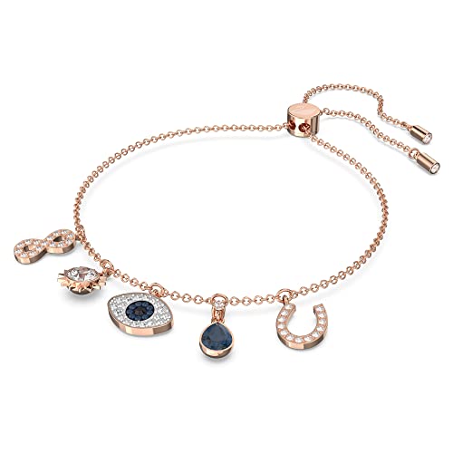 Swarovski Symbolic Armband, Unendlichzeichen, Augensymbol und Hufeisen, Blau, Roségold-Legierungsschicht