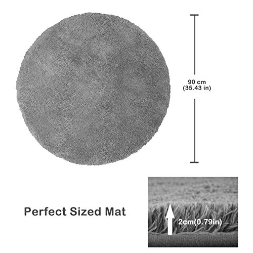 FCSDETAIL rutschfeste, Hochflor Badteppiche, Maschinenwaschbare Badematte, Badvorleger mit Wasserabsorbierenden, Weichen Mikrofasern für Badewanne, Dusche und Badezimmer (90x90 cm Rund, Grau)