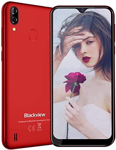 Blackview A60 Pro Smartphone ohne Vertrag Günstig 4G - 6,1 Zoll 3GB + 16GB, 256GB erweiterbar 4080mAh Akku, 8MP+5MP Kamera Dual SIM Handy - Rot