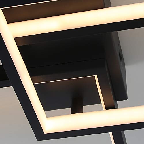 CBJKTX Deckenlampe LED Deckenleuchte dimmbar mit Fernbedienung 63W Schwarze Wohnzimmerlampe aus Metall Modern-Design für Schlafzimmer Esszimmer Wohnzimmer Arbeitszimmer Flur Büro