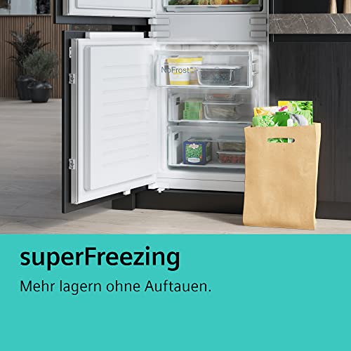 Siemens KF96RSBEA iQ700 Smarte Multi-door Kühl Gefrierkombination, 183 x 90,6 cm, 401 Litre Kühlen + 171 Litre Gefrieren, Nofrost nie wieder abtauen, Supercooling schnellere Kühlung,Icetwister,Schwarz