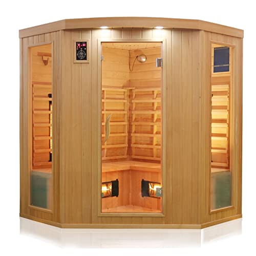 Luxus LED Infrarotsauna 160x160cm Infrarotkabine Wärmekabine Sauna Vollspektrum