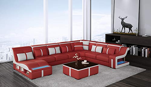 JVmoebel Eck Sofa Couch Polster Eck Sitz U Form Leder Garnitur Wohnlandschaft Beleuchtet