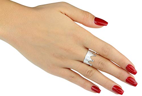 SILBERMOOS Damen Ring Krone Kronenring Crown Queen gebürstet Sterling Silber 925, Größe:60 (19.1)