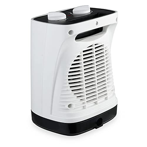 Pro Breeze 2000W Mini Keramik Heizlüfter mit automatischer Oszillation, zwei Leistungsstufen, energiesparender Betrieb für Wohnzimmer, Büro, Terasse - Weiß