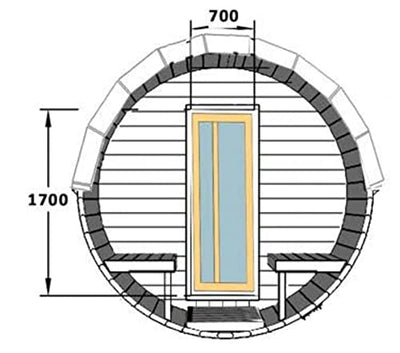 FinnTherm Fasssauna Saunafass Außensauna Carrie 2 Sitzbänke aus Holz Wandstärke 42 mm