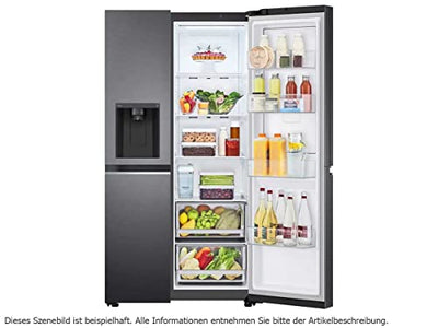 LG Electronics GSJV71MCTE Side-by-Side Kühlschrank mit Door-in-Door | Eis-, Crushed Ice- und Wasserspender | 635 Liter Kapazität | Interner Wassertank 4L | Matte Black