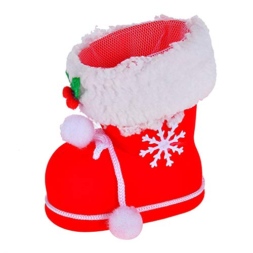 Wankd 1 Stück Nikolausstiefel zum Befüllen Weihnachtsdeko Rot Klein Plüsch Stoff Weihnachtsstiefel Set Adventskalender Kinder Bonbons Süßigkeiten Weihnachtssocken (S)