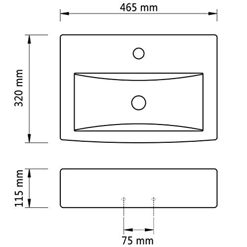 vidaXL Waschbecken Hahnloch Keramik Waschtisch Aufsatzwaschbecken Waschschale