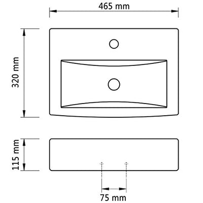 vidaXL Waschbecken Hahnloch Keramik Waschtisch Aufsatzwaschbecken Waschschale