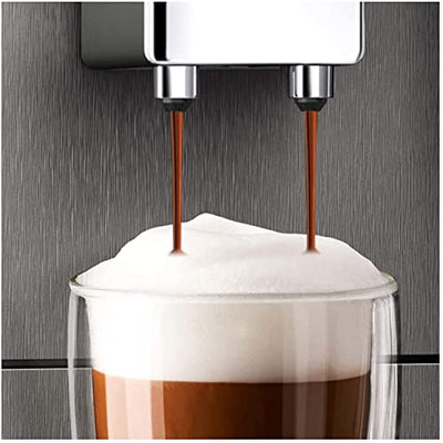 Melitta Avanza F270 - 100 Kaffeevollautomat mit integriertem Milchsystem (abnehmbaren XL Wassertank und Bohnenbehäter sowie flüsterleisem Mahlwerk, 20 cm Breite) mystic titan