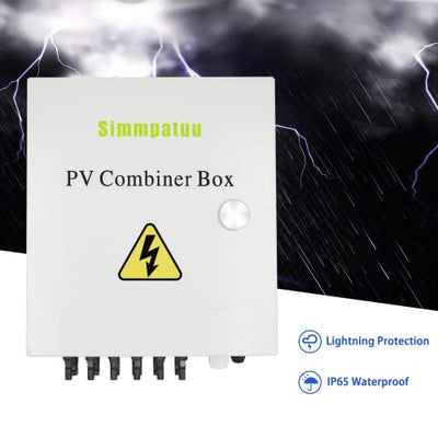 Simmpatuu 6-saitige PV-Kombinationsbox & 63 A Leitungsschutzschalter für Solarpanel-Gitter und netzunabhängiges Solarstromsystem,Solar-Anschlusskasten für Solarpanelsystem