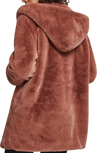 Urban Classics Ladies Hooded Teddy Coat, Farbe darkrose, Größe M