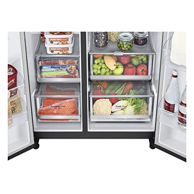 LG Electronics GSXV90MCDE Side-by-Side mit InstaView Door-in-Door | Craft Ice | Eis-, Crushed Ice- und Wasserspender | 635 Liter Kapazität | Festwasseranschluss | Schwarz