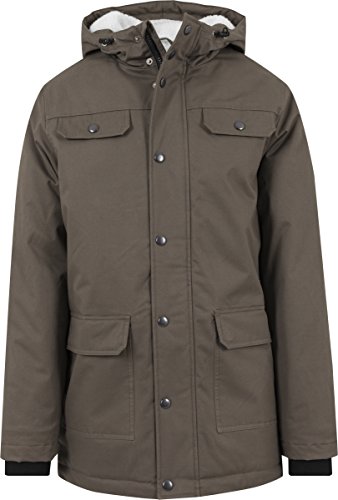 Urban Classics Herren und Jungen Jacke Heavy Cotton Parka mit gefütterter und verstellbarer Kapuze für Herbst und Winter, Olive, X-Large