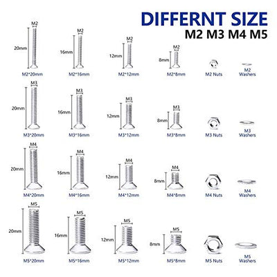 NINDEJIN 880Pcs M2 M3 M4 M5 Hex flach-Knopf Schrauben, Schrauben Muttern und Unterlegscheiben Sortiment Kit mit Aufbewahrung flach Fall Box +Schraubenschlüssel