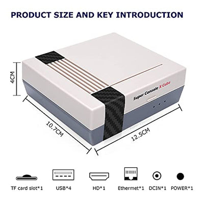 Super Console X Cube 256 GB Wireless Retro Videospielkonsole,Eingebaute 50+ Emulatoren & 50.000 Spiele, 4K TV HD/AV-Ausgang,Doppelte Controller-Spieler-Spielebox mit 2 Gamepads für PSP/PS1/NES/DC/N64