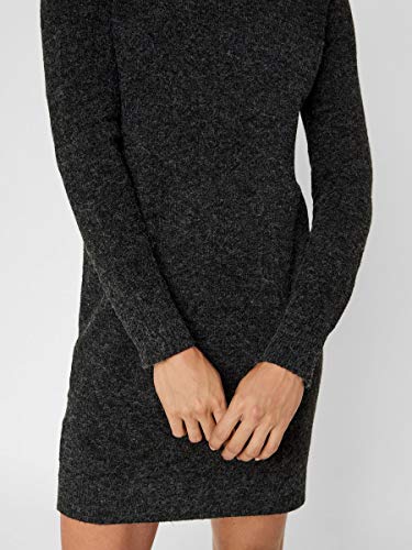 VERO MODA Damen Strickkleid VMDoffy gestricktes Mini-Kleid 10215523 Black Melange M