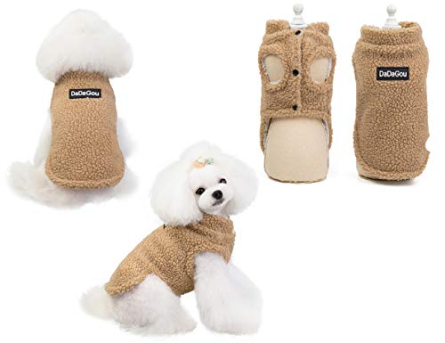 Tineer Pet Doggy Winter Lamm Kaschmir Mantel Warme Outdoor Fleece Hundefleece Futter Pullover Jacke Weste für kleine mittelgroße Hunde, XXL, Khaki (Hell Braun)