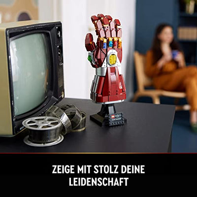 LEGO 76223 Marvel Iron Mans Nano Handschuh, Baubares Iron Man-Modell mit Infinity-Steinen, Filmset „Avengers: Endgame“, Sammlerstück für Erwachsene