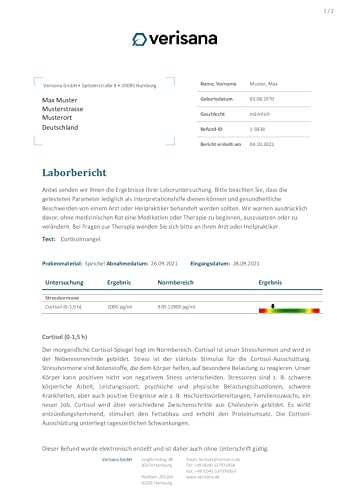 Cortisolmangel | Hormonspeicheltest | Cortisolwert bestimmen durch Labortest | Verisana