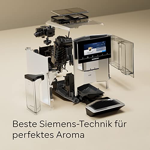 Siemens Kaffeevollautomat EQ900 TQ907D03, App-Steuerung, Full-Touch Display, Barista-Modus, Geräuschreduzierung, bis zu 10 Profile, automatische Dampfreinigung, 2 Bohnenbehälter, 1500 W, edelstahl