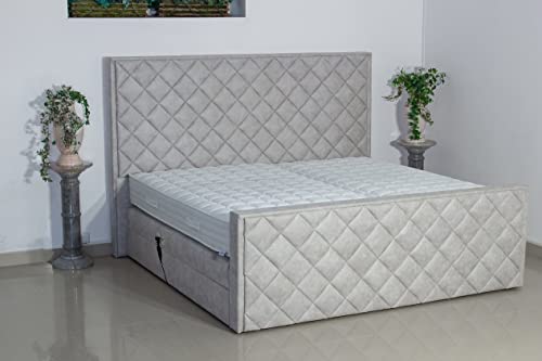 PAARA Boxspringbett Cabo GM | Fußblende |10.000 Newton Motorleistung | Antirutsch-Matten | Royal-WS® Taschenfederkern Matratze mit GELAX® Topper Kern | Made in Germany (240 x 220 cm)