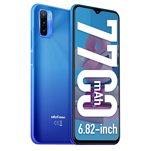 7700mAh Ulefone Note 12P Handy ohne Vertrag 2022 OTG Reverse Charge 6,82-Zoll Android 11 OS Smartphone, Octa-Core 4+64GB/SD-128GB,3-Kartensteckplatz, Schlanke Struktur 4G Dual SIM Handy (Blau)