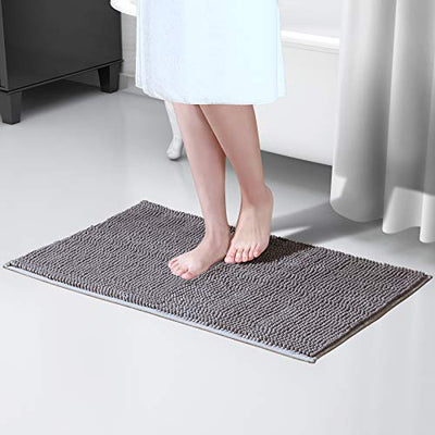 Lifewit rutschfeste Badematte 50x80cm Badteppich aus Mikrofaser Chenille Teppich für Badezimmer Grau