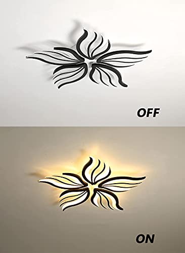 LED Deckenleuchte Dimmbar Wohnzimmerlampe mit Fernbedienung Schlafzimmer Deckenlampe Modern Deckenbeleuchtung Schwarz Kreative Design Schlafzimmerlampe Dimming Farbwechsel Decke Licht 5 heads 48W